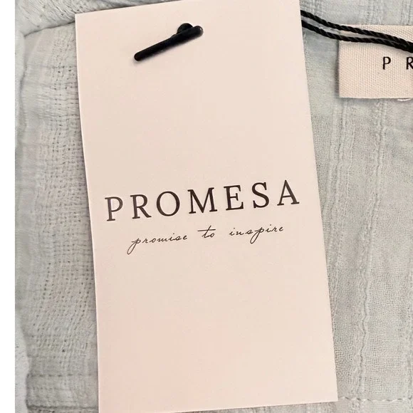 Promesa Crop Top Women Small Sea Foam Green NWT Tie Front Gauze Long Sleeve Boho - Picture 6 of 11